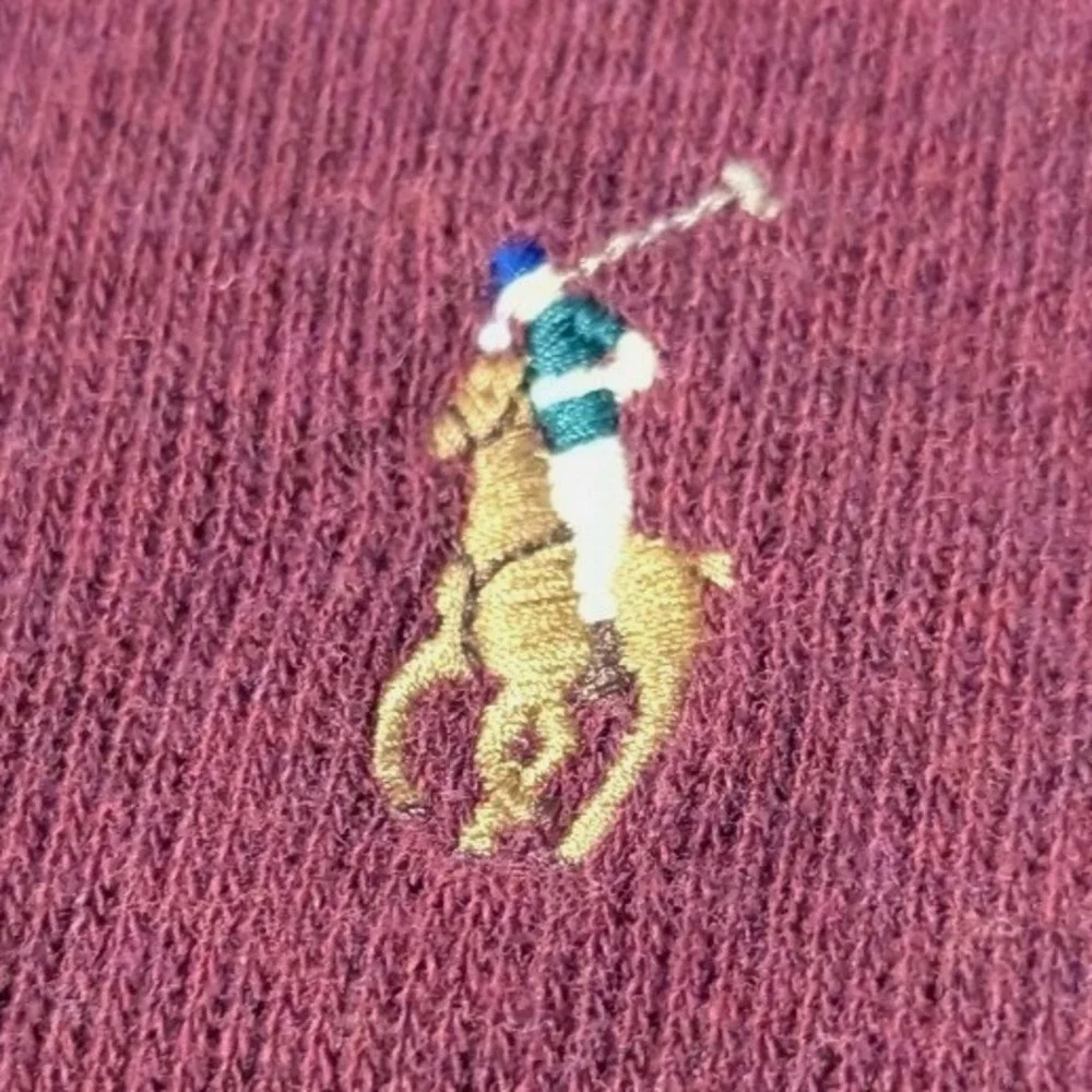 Polo Ralph Lauren Mens Small Estate Rib Quarter Zip Pullover Burgundy Maroon